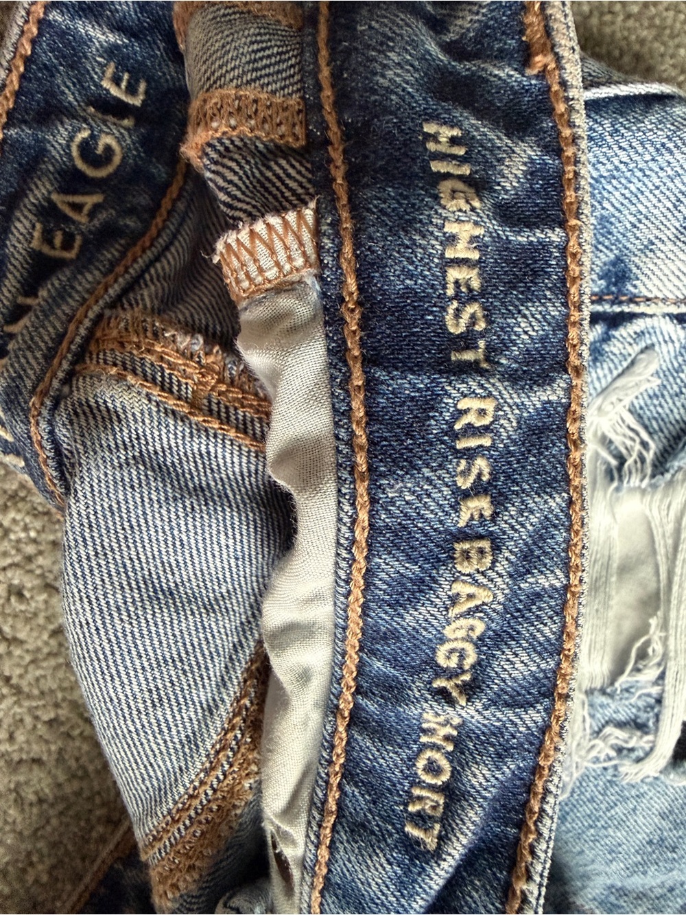 American Eagle Outfitters Ripped High-Rise Denim Shorts - Light Blue Wash - Picture 2 of 4